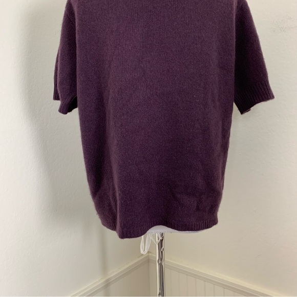Calypso St Barth 100% Cashmere Knit Sweater Top Women’s M Plum Short Sleeve Soft - Picture 8 of 13